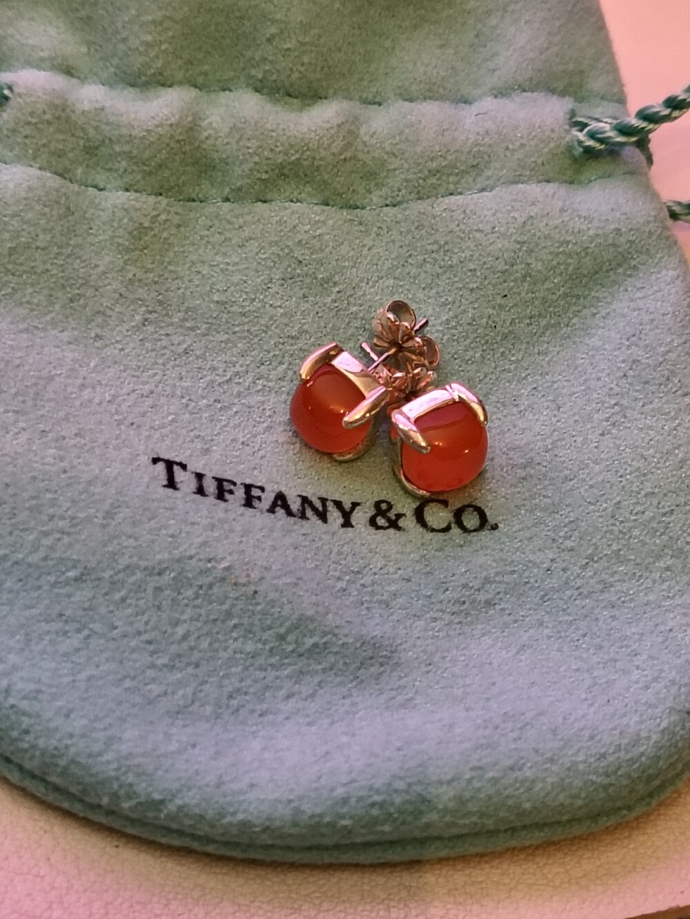 Tiffany & Co. Sterling Silver Picasso Carnelian “Sugar Stack” Earrings – Vintage